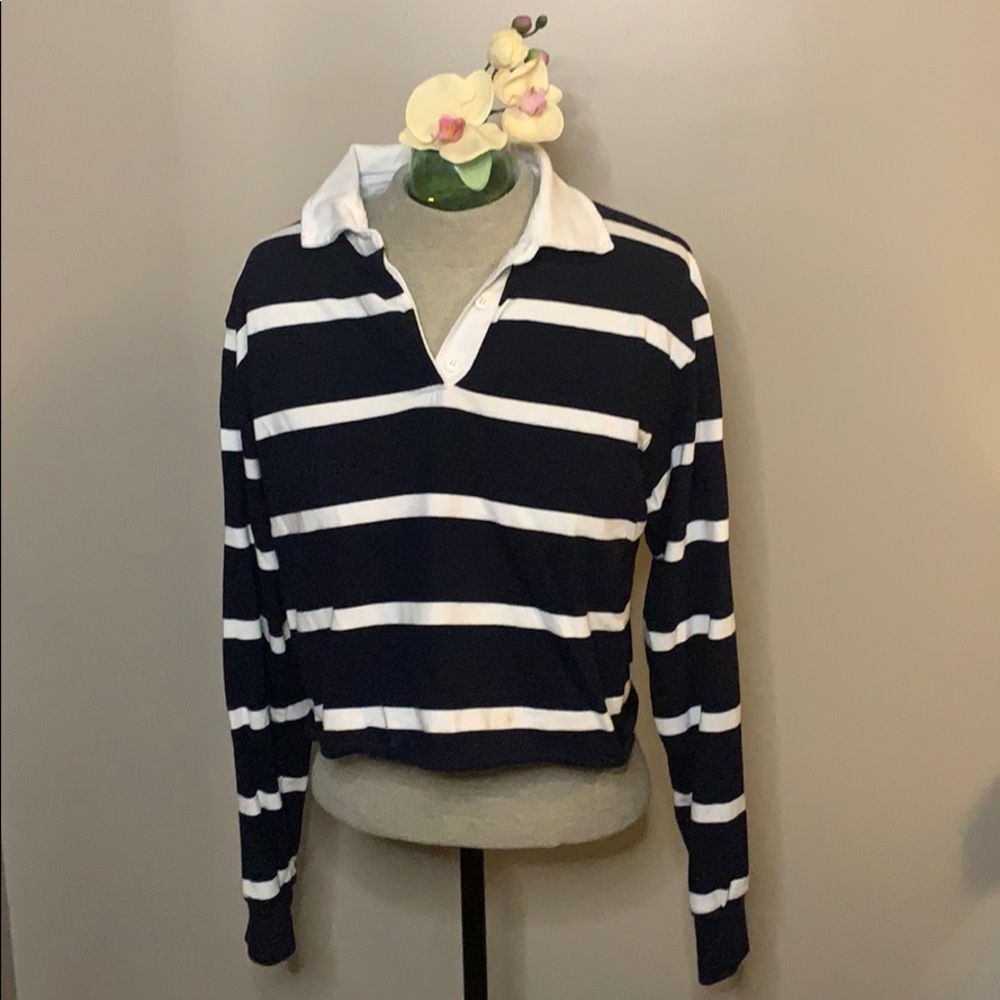 Brandy Melville, cropped ,stripped collar shirt